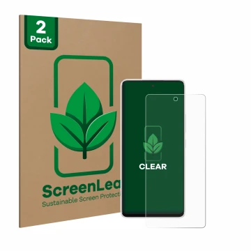 Vorderseite einer Produktverpackung mit dem Markenlogo ScreenLeaf. Daneben ist das Gerät Samsung Galaxy A53 5G mit dem zugehör