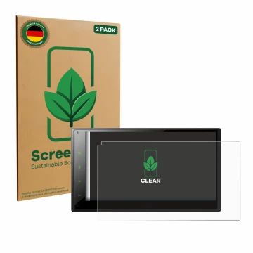 Vorderseite einer Produktverpackung mit dem Markenlogo ScreenLeaf. Daneben ist das Gerät Pioneer SPH-DA360DAB mit dem zugehöri