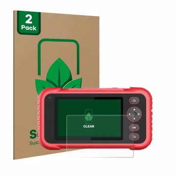 Vorderseite einer Produktverpackung mit dem Markenlogo ScreenLeaf. Daneben ist das Gerät Launch CRP 123 / 129 EVO mit dem zuge