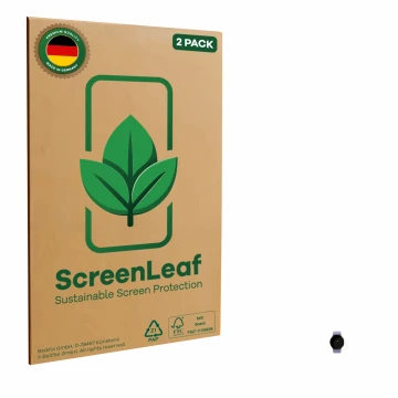 Vorderseite einer Produktverpackung mit dem Markenlogo ScreenLeaf. Daneben ist das Gerät Samsung Galaxy Watch 5 (40mm) mit dem