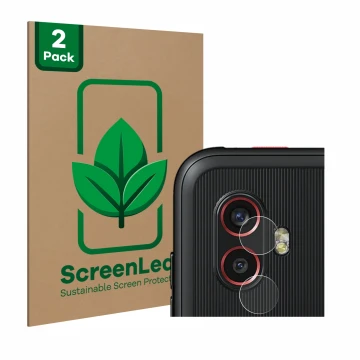 Vorderseite einer Produktverpackung mit dem Markenlogo ScreenLeaf. Daneben ist das Gerät Samsung Galaxy Xcover 6 Pro (NUR Kame