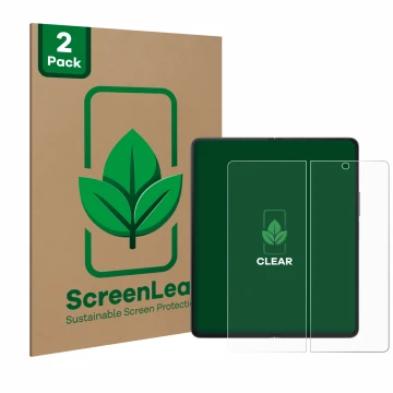 Vorderseite einer Produktverpackung mit dem Markenlogo ScreenLeaf. Daneben ist das Gerät Samsung Galaxy Z Fold 4 (Inneres Disp