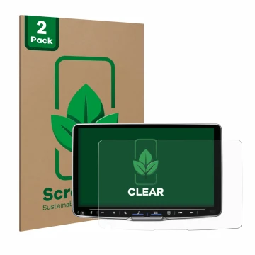 Vorderseite einer Produktverpackung mit dem Markenlogo ScreenLeaf. Daneben ist das Gerät Alpine iLX-F905D mit dem zugehörigen 