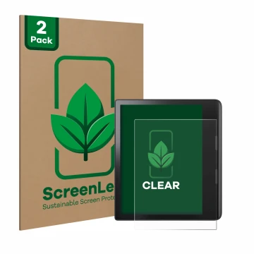 Vorderseite einer Produktverpackung mit dem Markenlogo ScreenLeaf. Daneben ist das Gerät Tolino Epos 3 mit dem zugehörigen Dis