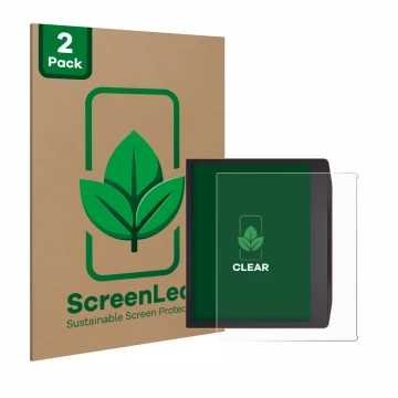Vorderseite einer Produktverpackung mit dem Markenlogo ScreenLeaf. Daneben ist das Gerät PocketBook Era mit dem zugehörigen Di