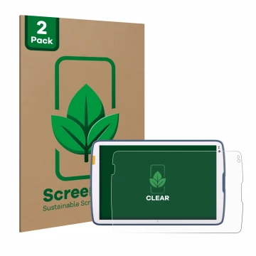 Vorderseite einer Produktverpackung mit dem Markenlogo ScreenLeaf. Daneben ist das Gerät Zebra ET45 10.1