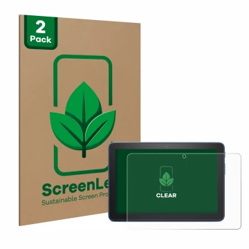 Vorderseite einer Produktverpackung mit dem Markenlogo ScreenLeaf. Daneben ist das Gerät Amazon Fire HD 8 2022 mit dem zugehör