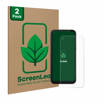 Vorderseite einer Produktverpackung mit dem Markenlogo ScreenLeaf. Daneben ist das Gerät Gigaset GX6 mit dem zugehörigen Displ