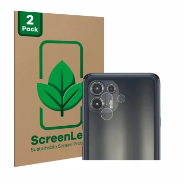 Vorderseite einer Produktverpackung mit dem Markenlogo ScreenLeaf. Daneben ist das Gerät Motorola Edge 20 Lite (NUR Kameraschu