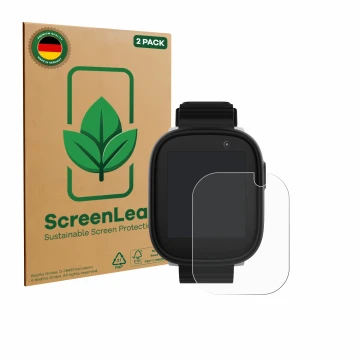 Vorderseite einer Produktverpackung mit dem Markenlogo ScreenLeaf. Daneben ist das Gerät Xplora X6 Play 2022 (1. Generation) m