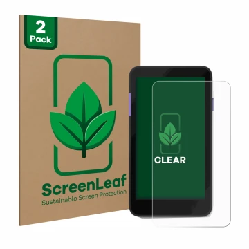 Vorderseite einer Produktverpackung mit dem Markenlogo ScreenLeaf. Daneben ist das Gerät Zettle Terminal (by Paypal) mit dem z