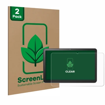 Vorderseite einer Produktverpackung mit dem Markenlogo ScreenLeaf. Daneben ist das Gerät Doro Tablet 10.4