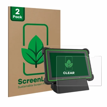 Vorderseite einer Produktverpackung mit dem Markenlogo ScreenLeaf. Daneben ist das Gerät Hella Gutmann Mega Macs X (tablet) mi