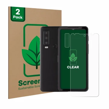 Vorderseite einer Produktverpackung mit dem Markenlogo ScreenLeaf. Daneben ist das Gerät Caterpillar Cat S75 (Display+Kamera) 