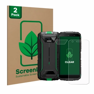 Vorderseite einer Produktverpackung mit dem Markenlogo ScreenLeaf. Daneben ist das Gerät Doogee S41 Pro (Display+Kamera) mit d