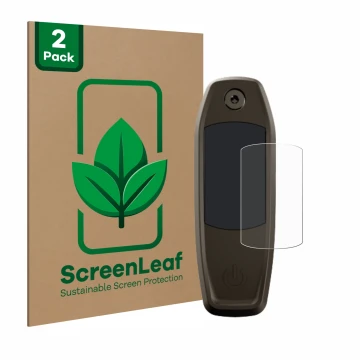 Vorderseite einer Produktverpackung mit dem Markenlogo ScreenLeaf. Daneben ist das Gerät Specialized Mastermind TCU mit dem zu