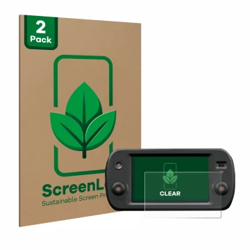 Vorderseite einer Produktverpackung mit dem Markenlogo ScreenLeaf. Daneben ist das Gerät Fiat Panda my23 UConnect 7