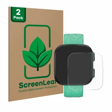 Vorderseite einer Produktverpackung mit dem Markenlogo ScreenLeaf. Daneben ist das Gerät Garmin Bounce mit dem zugehörigen Dis