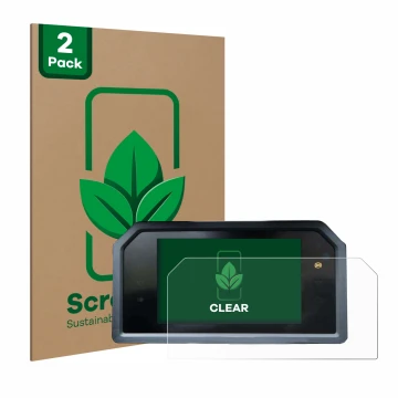 Vorderseite einer Produktverpackung mit dem Markenlogo ScreenLeaf. Daneben ist das Gerät Yamaha Tmax 560 2023 mit dem zugehöri