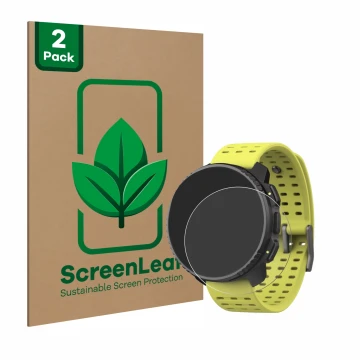 Vorderseite einer Produktverpackung mit dem Markenlogo ScreenLeaf. Daneben ist das Gerät Suunto Vertical mit dem zugehörigen D