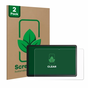 Vorderseite einer Produktverpackung mit dem Markenlogo ScreenLeaf. Daneben ist das Gerät Amazon Fire Max 11 mit dem zugehörige