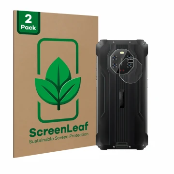 Vorderseite einer Produktverpackung mit dem Markenlogo ScreenLeaf. Daneben ist das Gerät Blackview BL8800 5G (NUR Kameraschutz