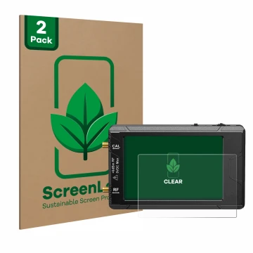Vorderseite einer Produktverpackung mit dem Markenlogo ScreenLeaf. Daneben ist das Gerät tinySA ultra spectrum analyser mit de