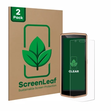 Vorderseite einer Produktverpackung mit dem Markenlogo ScreenLeaf. Daneben ist das Gerät Cubot Pocket 3 mit dem zugehörigen Di