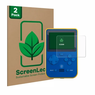 Vorderseite einer Produktverpackung mit dem Markenlogo ScreenLeaf. Daneben ist das Gerät Blaze Super Pocket mit dem zugehörige