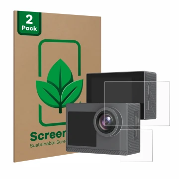 Vorderseite einer Produktverpackung mit dem Markenlogo ScreenLeaf. Daneben ist das Gerät Akaso Brave 4 Pro mit dem zugehörigen