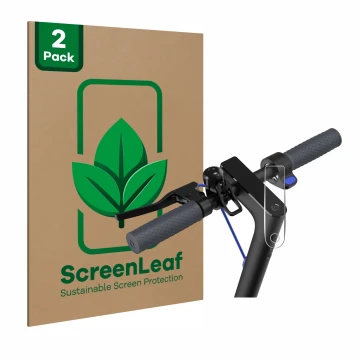 Vorderseite einer Produktverpackung mit dem Markenlogo ScreenLeaf. Daneben ist das Gerät Xiaomi Mi 4 E-Scooter mit dem zugehör