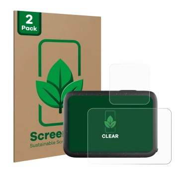Vorderseite einer Produktverpackung mit dem Markenlogo ScreenLeaf. Daneben ist das Gerät GoPro Hero 12 Black mit dem zugehörig