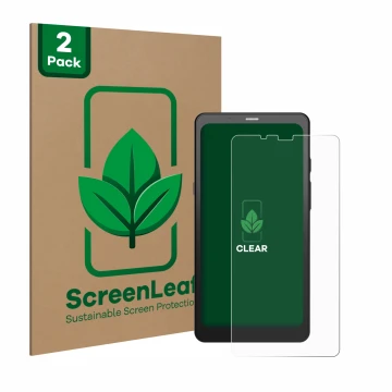 Vorderseite einer Produktverpackung mit dem Markenlogo ScreenLeaf. Daneben ist das Gerät Boox Palma mit dem zugehörigen Displa