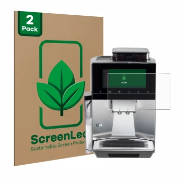 Vorderseite einer Produktverpackung mit dem Markenlogo ScreenLeaf. Daneben ist das Gerät Siemens EQ900 TQ903D03 mit dem zugehö