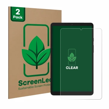 Vorderseite einer Produktverpackung mit dem Markenlogo ScreenLeaf. Daneben ist das Gerät Samsung Galaxy Tab A9 WiFi mit dem zu