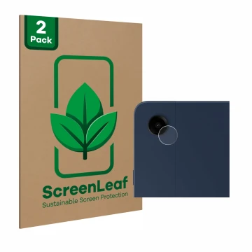 Vorderseite einer Produktverpackung mit dem Markenlogo ScreenLeaf. Daneben ist das Gerät Samsung Galaxy Tab A9 Plus 5G (NUR Ka