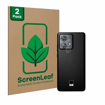 Vorderseite einer Produktverpackung mit dem Markenlogo ScreenLeaf. Daneben ist das Gerät Motorola Edge 40 Neo (NUR Kameraschut