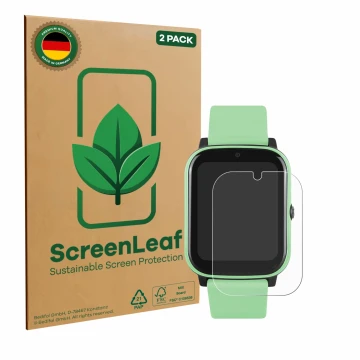 Vorderseite einer Produktverpackung mit dem Markenlogo ScreenLeaf. Daneben ist das Gerät One2Track Connect NEXT mit dem zugehö