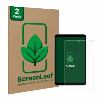 Vorderseite einer Produktverpackung mit dem Markenlogo ScreenLeaf. Daneben ist das Gerät Alldocube iPlay 50 mini Pro mit dem z