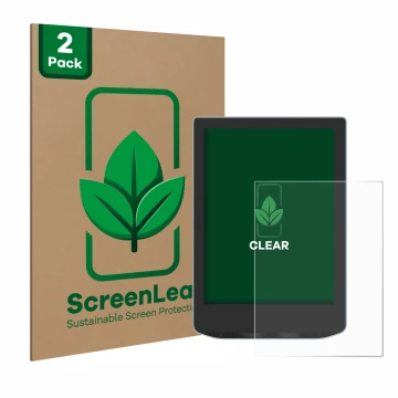 Vorderseite einer Produktverpackung mit dem Markenlogo ScreenLeaf. Daneben ist das Gerät Vivlio Light HD mit dem zugehörigen D