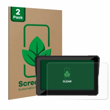 Vorderseite einer Produktverpackung mit dem Markenlogo ScreenLeaf. Daneben ist das Gerät Carpuride W702 7