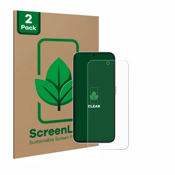 Vorderseite einer Produktverpackung mit dem Markenlogo ScreenLeaf. Daneben ist das Gerät Nothing Phone (2a) mit dem zugehörige