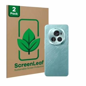 Vorderseite einer Produktverpackung mit dem Markenlogo ScreenLeaf. Daneben ist das Gerät Honor Magic 6 Pro (NUR Kameraschutz) 