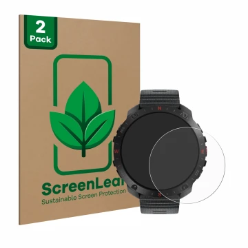 Vorderseite einer Produktverpackung mit dem Markenlogo ScreenLeaf. Daneben ist das Gerät Polar Grit X2 Pro mit dem zugehörigen