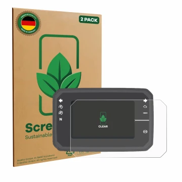 Vorderseite einer Produktverpackung mit dem Markenlogo ScreenLeaf. Daneben ist das Gerät Honda CB650R TFT Display mit dem zuge