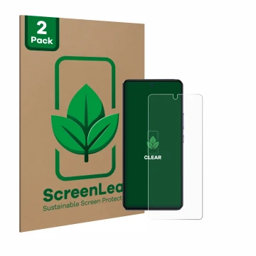 Vorderseite einer Produktverpackung mit dem Markenlogo ScreenLeaf. Daneben ist das Gerät Vivo V40 SE mit dem zugehörigen Displ