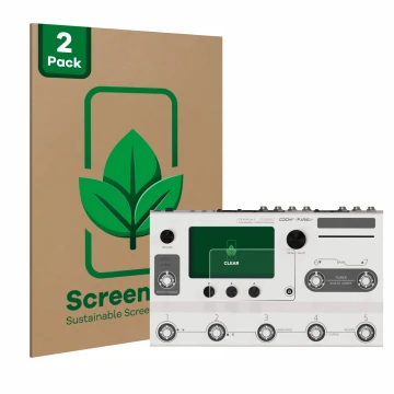 Vorderseite einer Produktverpackung mit dem Markenlogo ScreenLeaf. Daneben ist das Gerät Hotone Ampero II Stage mit dem zugehö