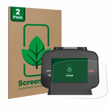 Vorderseite einer Produktverpackung mit dem Markenlogo ScreenLeaf. Daneben ist das Gerät PowaKaddy FX7 GPS 3.5