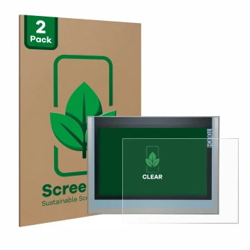 Vorderseite einer Produktverpackung mit dem Markenlogo ScreenLeaf. Daneben ist das Gerät Siemens KTP700 Basic 2nd Generation S