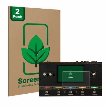 Vorderseite einer Produktverpackung mit dem Markenlogo ScreenLeaf. Daneben ist das Gerät Headrush Core mit dem zugehörigen Dis
